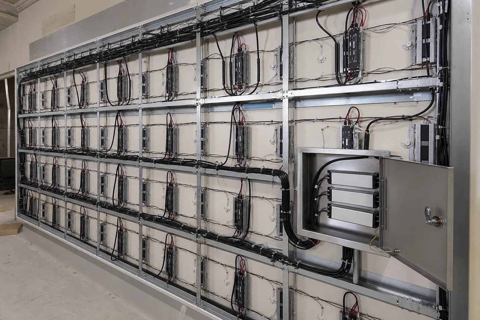 Documentation and electrical components for a market-specific infinity mirror sign build